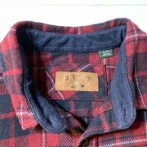 Orvis Red and Navy Plaid Fleece Shirt